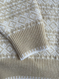 Undyed wool jacquard knit blouson