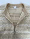 Undyed wool jacquard knit blouson