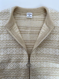 Undyed wool jacquard knit blouson